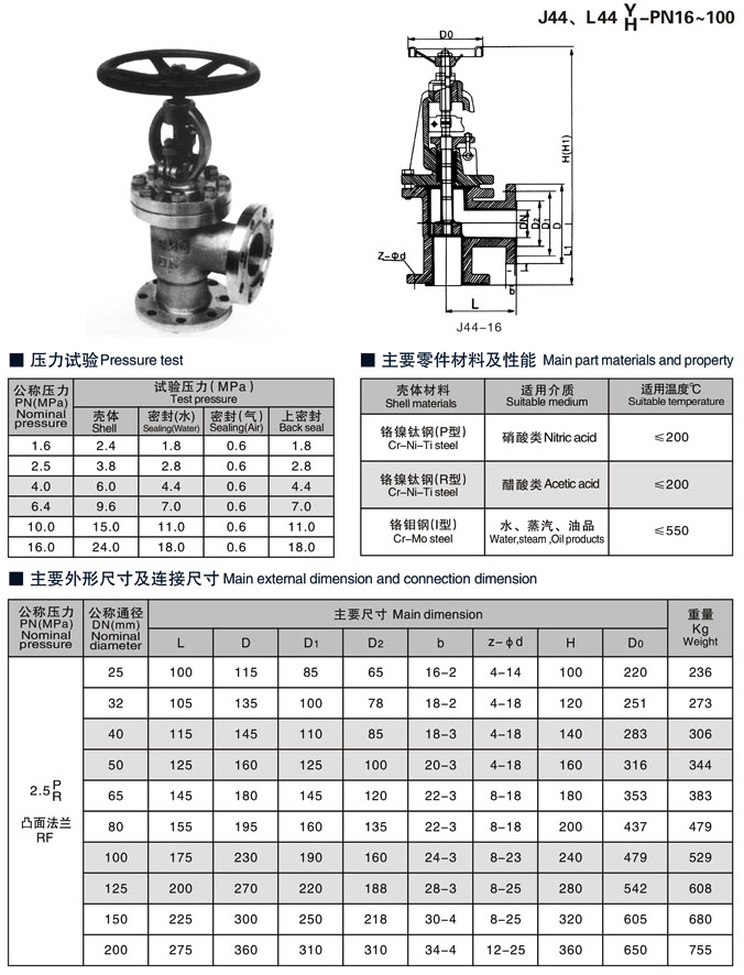 角式截止阀,J44H角式截止阀应用规范